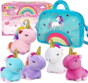 KMUYSL Unicorn Plush Toys for Girls Ages 3 4 5 6 7 8  Year Old - 5 Pcs Unicorn Stuffed Animals, Soft Plush Toys Set, Idea Xmas Valentines Easter Birthday Gifts for Kids