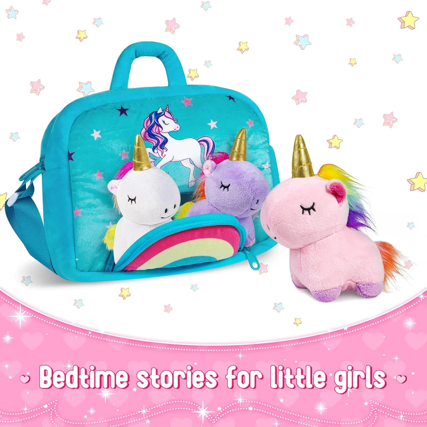 KMUYSL Unicorn Plush Toys for Girls Ages 3 4 5 6 7 8  Year Old - 5 Pcs Unicorn Stuffed Animals, Soft Plush Toys Set, Idea Xmas Valentines Easter Birthday Gifts for Kids