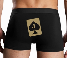 Knaughty Knickers Jack of Spades BBC Mens Boxer Briefs with Design JoS Card No Fly Stretchy Sexy Black Colorful Trunks