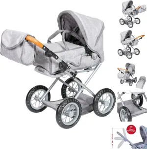 KNORRTOYS.COM - Ruby Doll Pram - Stone Brown, Grey, 51 x 37 x 64 cm (63132)
