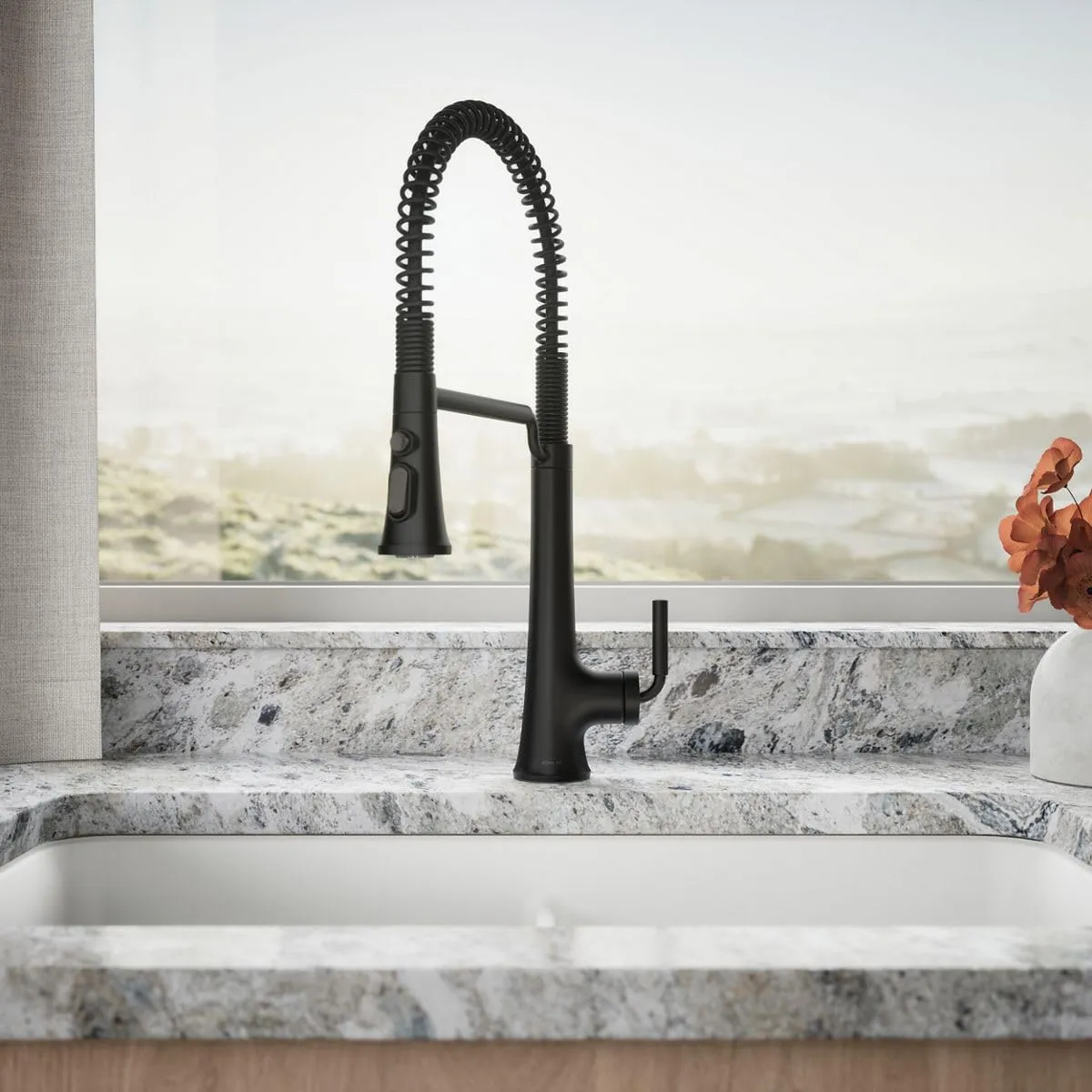 Kohler 23765-BL Tone Semi Professional Kitchen Sink Faucet, Pre-Rinse Kitchen Faucet, Commercial Faucet, Matte Black