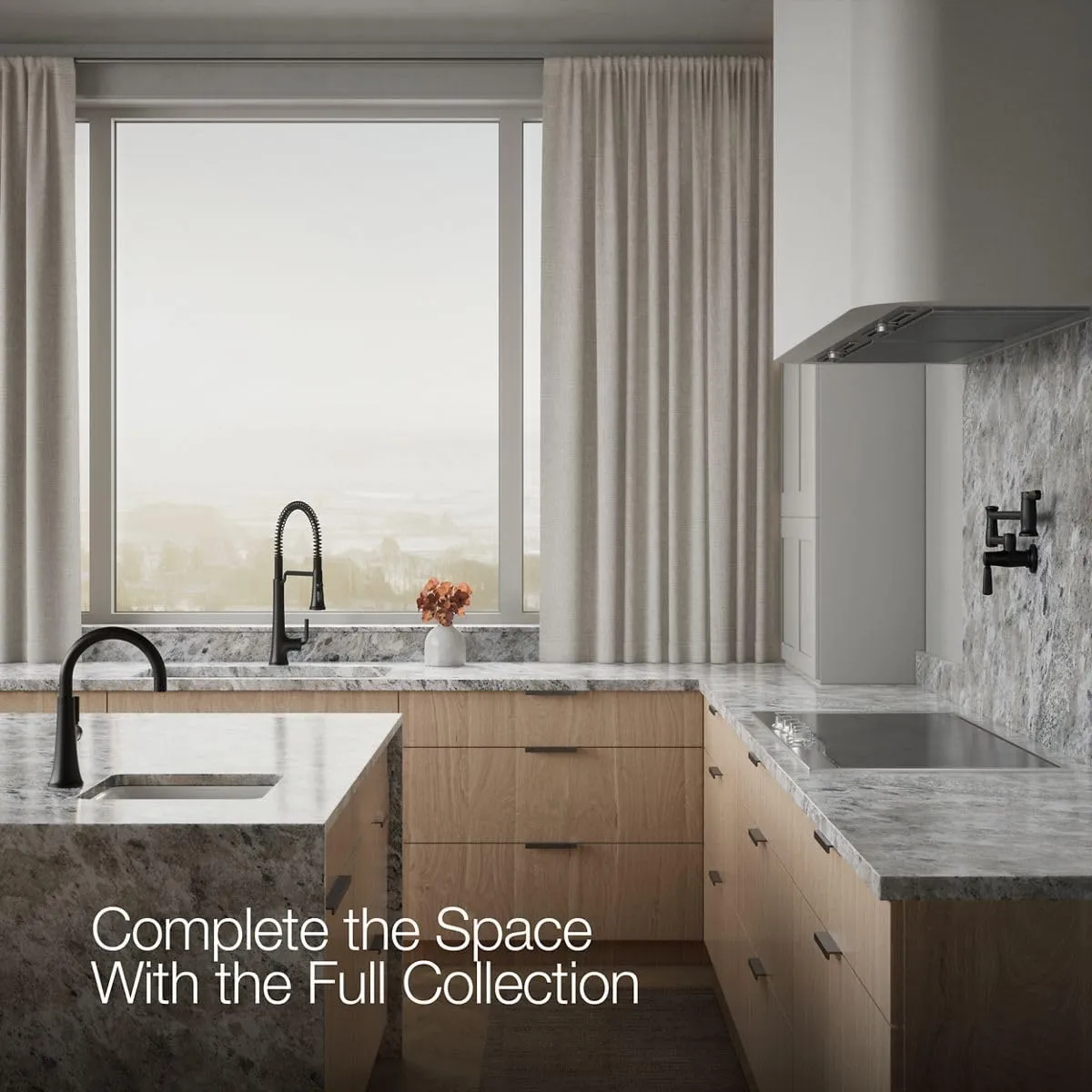 Kohler 23765-BL Tone Semi Professional Kitchen Sink Faucet, Pre-Rinse Kitchen Faucet, Commercial Faucet, Matte Black