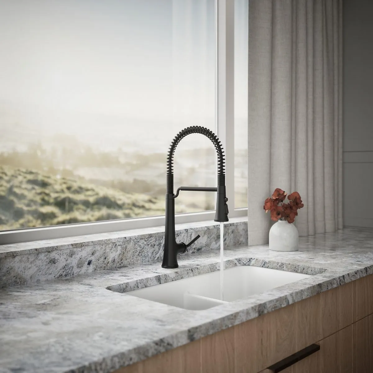 Kohler 23765-BL Tone Semi Professional Kitchen Sink Faucet, Pre-Rinse Kitchen Faucet, Commercial Faucet, Matte Black
