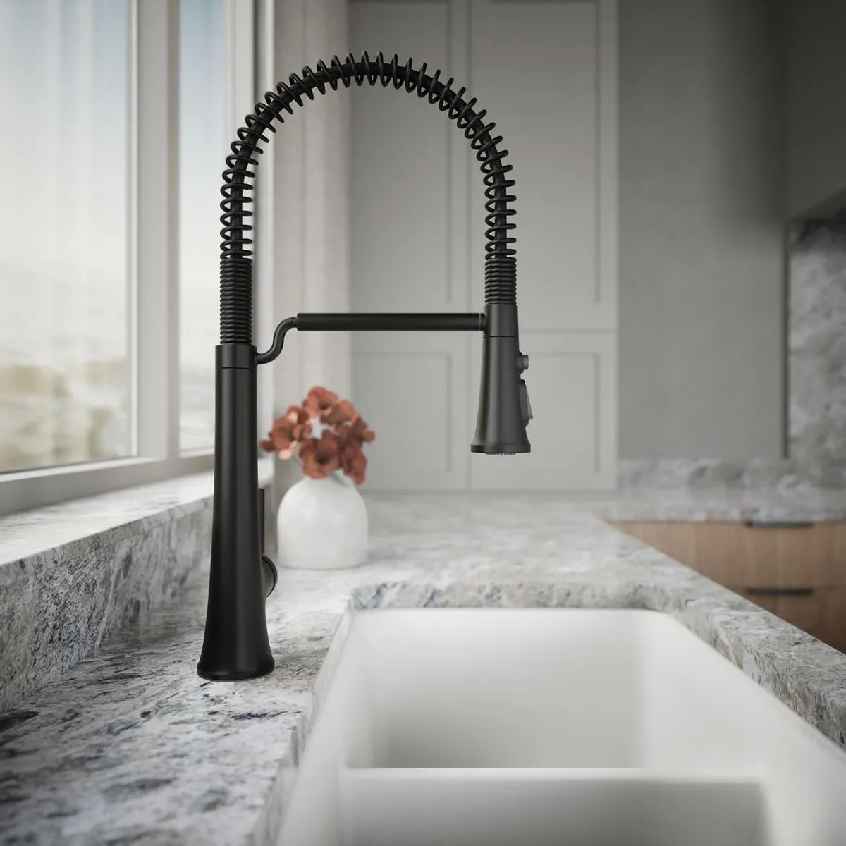 Kohler 23765-BL Tone Semi Professional Kitchen Sink Faucet, Pre-Rinse Kitchen Faucet, Commercial Faucet, Matte Black