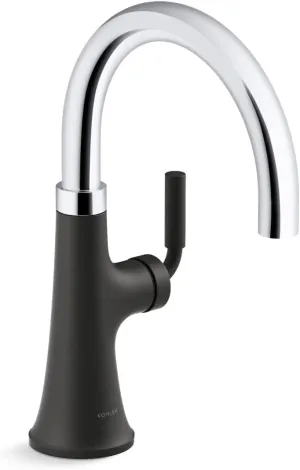 KOHLER 23767-CBL Kitchen, Tone, Swing Spout Bar Faucet in Polished Chrome with Matte Black