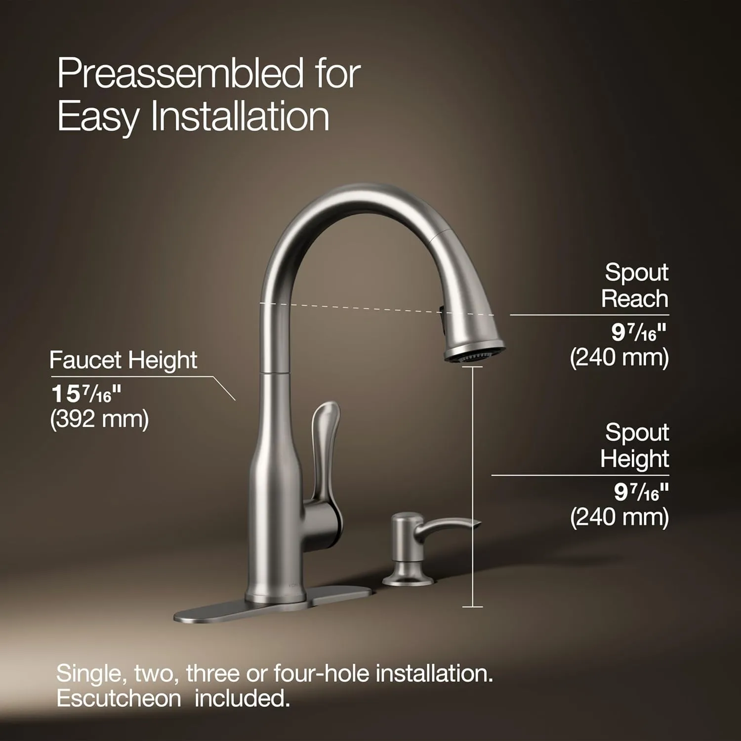 Kohler K-R23863-SD-VS Motif Kitchen Sink Faucet, Vibrant Stainless