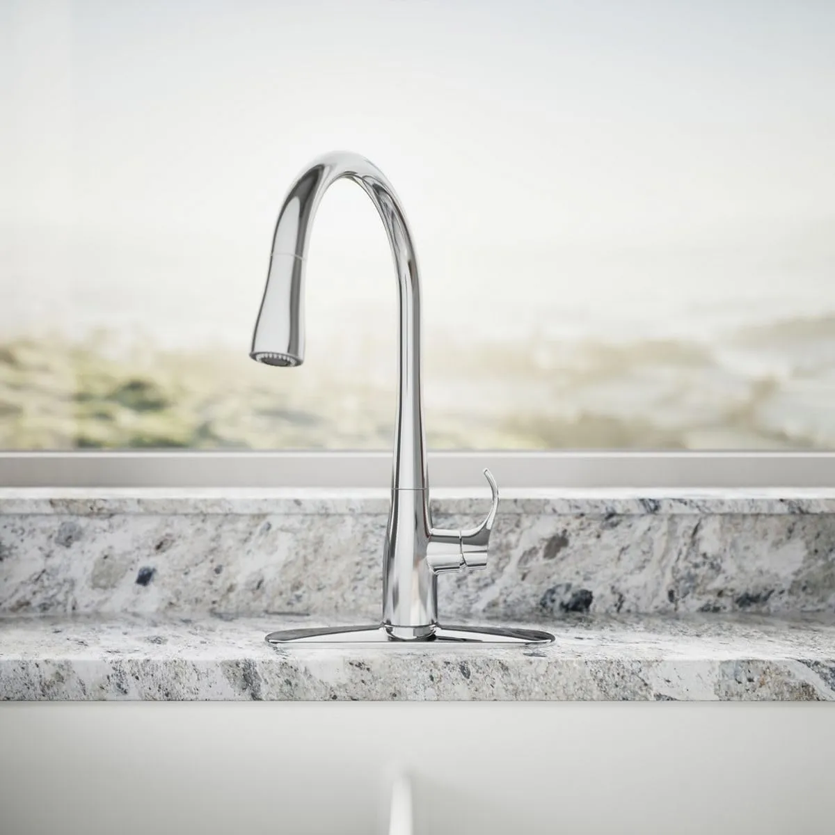 KOHLER Simplice Pull Down Kitchen Faucet, 3-Spray Faucet, Kitchen Sink Faucet with Pull Down Sprayer, Polished Chrome, K-596-CP
