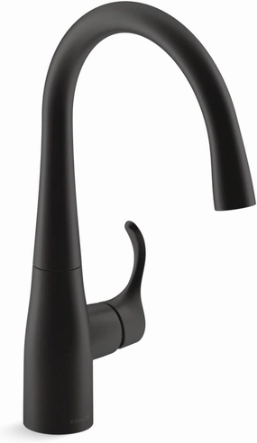 KOHLER K-22034-BL Simplice Single Handle Kitchen Bar Faucet, for Prep Sink, Wet Bar, Matte Black