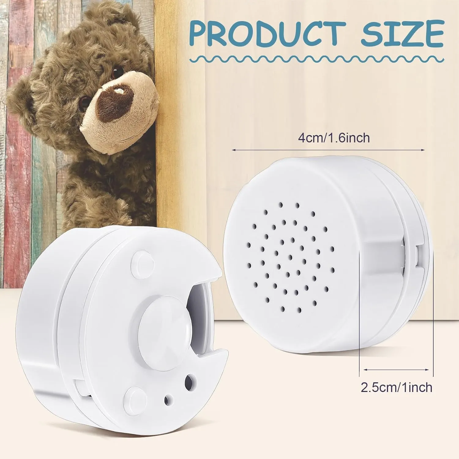 Konohan 3 Pcs Voice Recorder for Stuffed Animal Bear Mini Device, DIY Custom Voice Message Toy for Dolls, Plush Toys and Pillows(60s Edition)