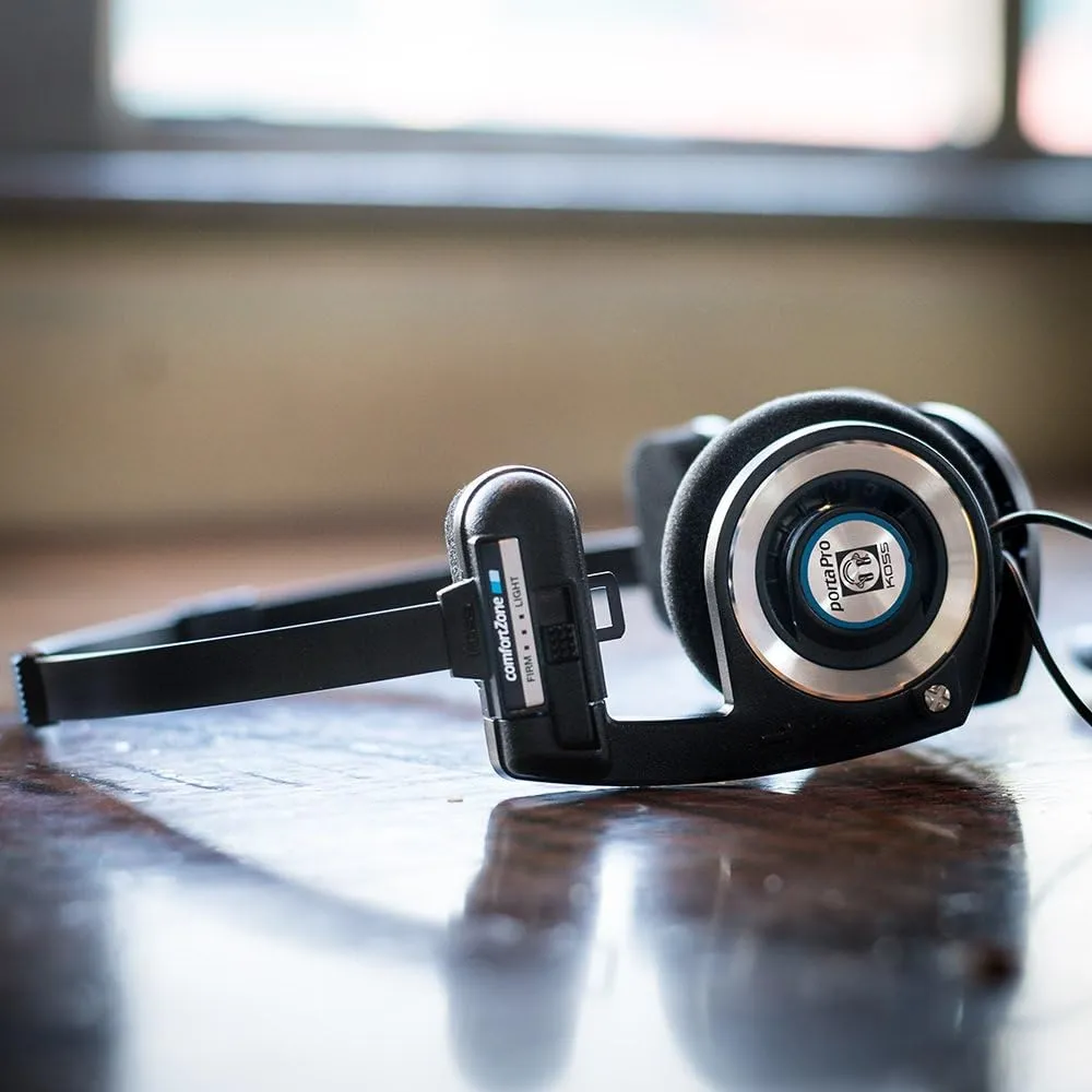 Koss Porta Pro Black On-Ear Headphones, Retro Style, Collapsible Design, Case Included, Black
