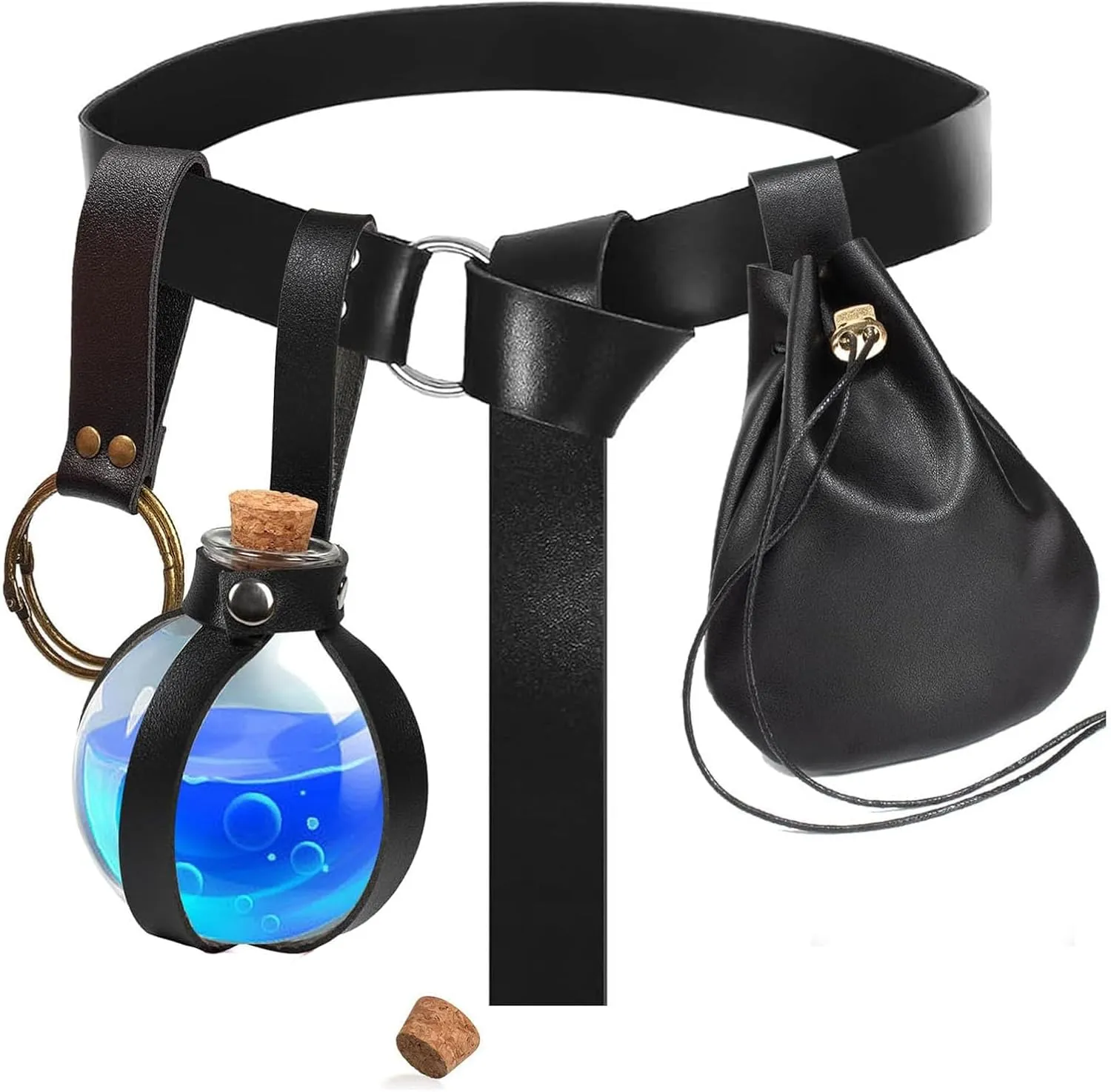 KOTORA Renaissance Costume Accessory Belt Pouch Purse Potion Bottle Belt Waist Set Retro Medieval Festival Ren Faire