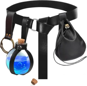KOTORA Renaissance Costume Accessory Belt Pouch Purse Potion Bottle Belt Waist Set Retro Medieval Festival Ren Faire