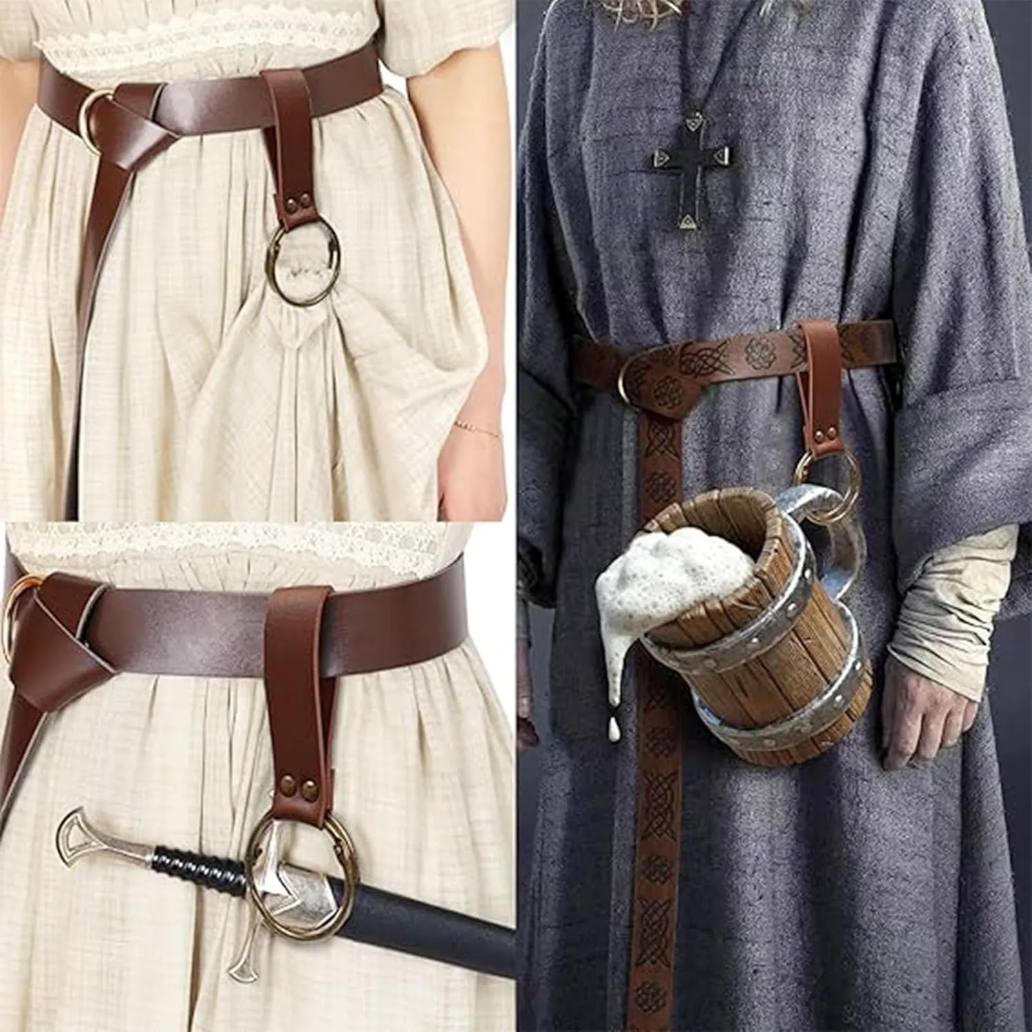 KOTORA Renaissance Costume Accessory Belt Pouch Purse Potion Bottle Belt Waist Set Retro Medieval Festival Ren Faire