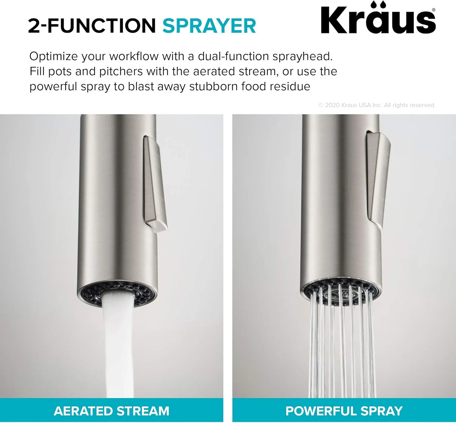 KRAUS Oletto High-Arc Single Handle Pull-Down Kitchen Sink Faucets in Brushed Brass, Kitchen Faucets with Pull Down Sprayer, KPF-2820BB
