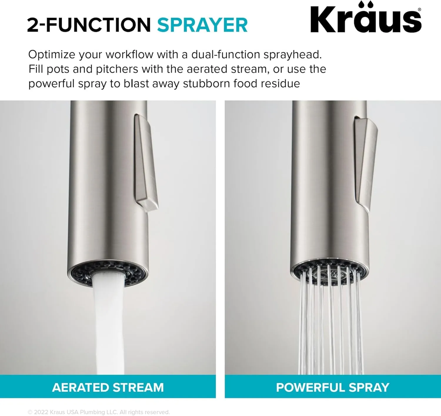 KRAUS Oletto High-Arc Single Handle Pull-Down Kitchen Sink Faucets in Spot Free Black Stainless Steel, Kitchen Faucets with Pull Down Sprayer, KPF-2820MBSFSB
