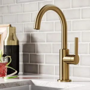 Kraus Oletto Single Handle Kitchen Bar Faucet in Brushed Brass, Kitchen Sink Faucets, KPF-2822BB