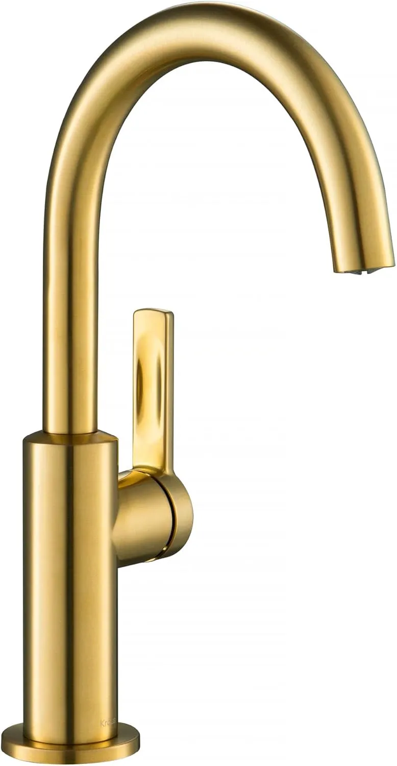 Kraus Oletto Single Handle Kitchen Bar Faucet in Brushed Brass, Kitchen Sink Faucets, KPF-2822BB