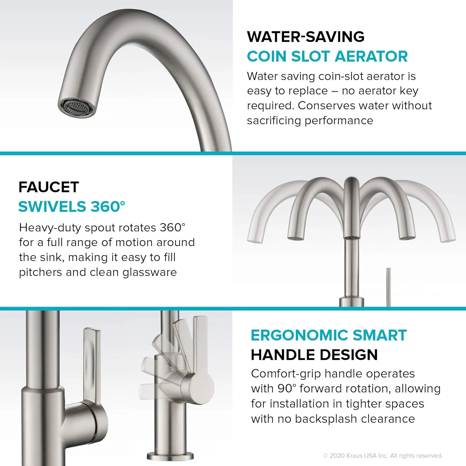 Kraus Oletto Single Handle Kitchen Bar Faucet in Brushed Brass, Kitchen Sink Faucets, KPF-2822BB