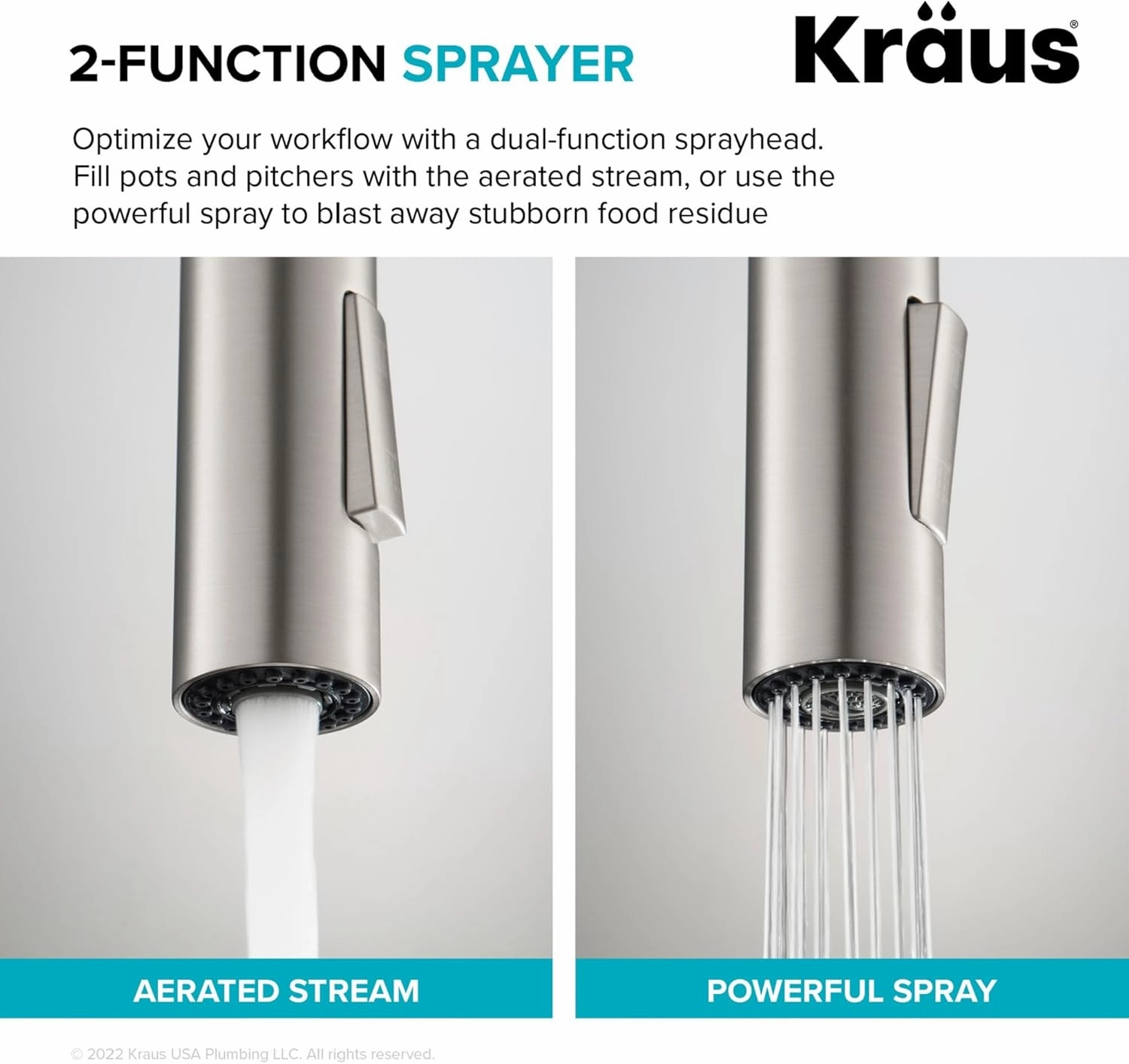 KRAUS Oletto High-Arc Single Handle Pull-Down Kitchen Sink Faucets in Spot Free Black Stainless Steel, Kitchen Faucets with Pull Down Sprayer, KPF-2820MBSFSB