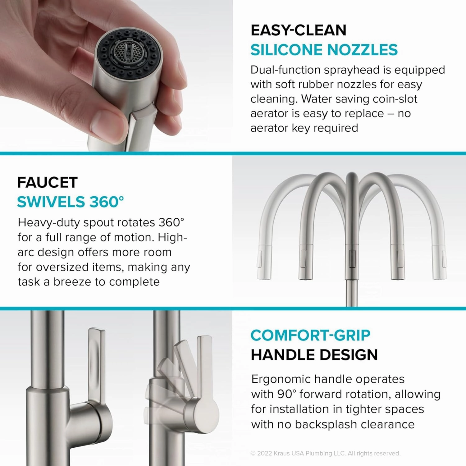KRAUS Oletto High-Arc Single Handle Pull-Down Kitchen Sink Faucets in Spot Free Black Stainless Steel, Kitchen Faucets with Pull Down Sprayer, KPF-2820MBSFSB