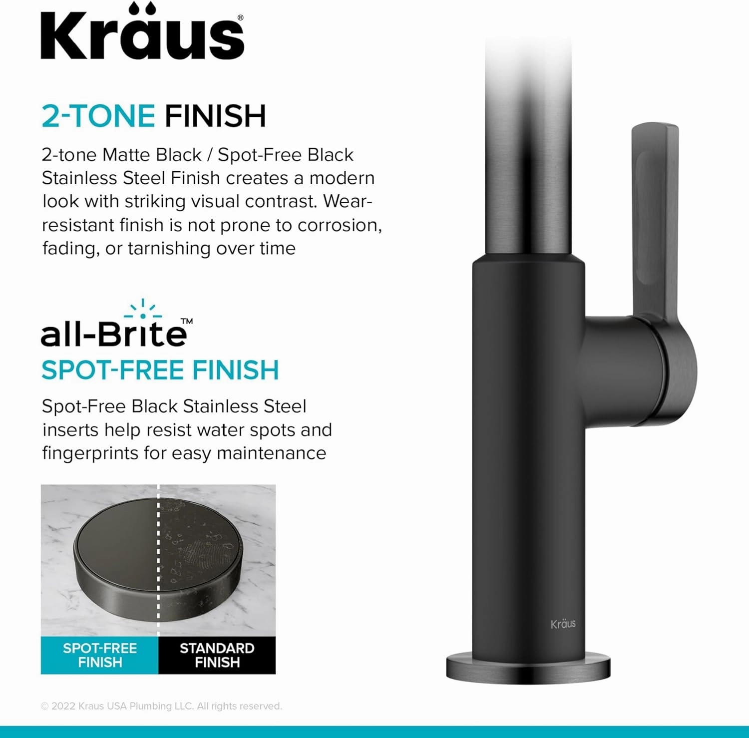 KRAUS Oletto High-Arc Single Handle Pull-Down Kitchen Sink Faucets in Spot Free Black Stainless Steel, Kitchen Faucets with Pull Down Sprayer, KPF-2820MBSFSB