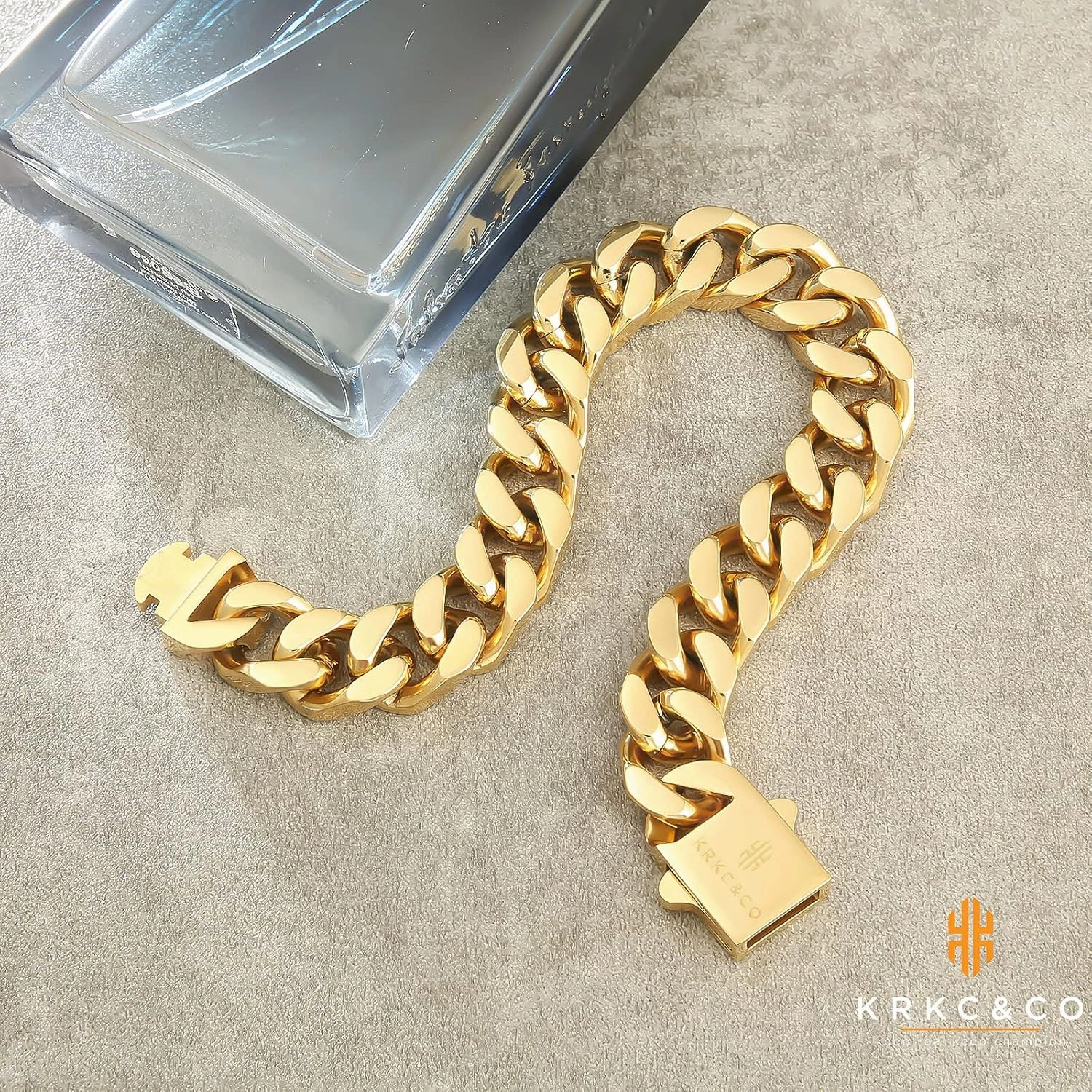 KRKC&CO 12/14mm Cuban Link Curb Bracelet for Men, 18K Gold Miami Bracelets, 𝐃𝐚𝐝 𝐆𝐢𝐟𝐭𝐬 𝐟𝐨𝐫 𝐅𝐚𝐭𝐡𝐞𝐫𝐬 𝐃𝐚𝐲, Durable Urban Street-wear Hip Hop