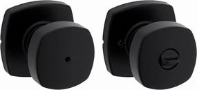Kwikset Arroyo Knob Interior Privacy Door Knob with Lock, Door Handle For Bathroom and Bedroom, Matte Black Keyless Turn Lock Doorknob, with Microban Protection