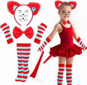 Kyson Red Fox Costume Accessories Set for Kids 6 Pcs Fox Ear Headband Animals Costumes for Halloween Carnival World Book Day