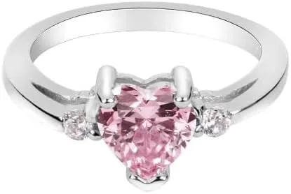 Lab Created Pink Sapphire Ring, 925 Sterling Silver Ring, Wedding Engagement Ring, Pink Heart Silver Ring