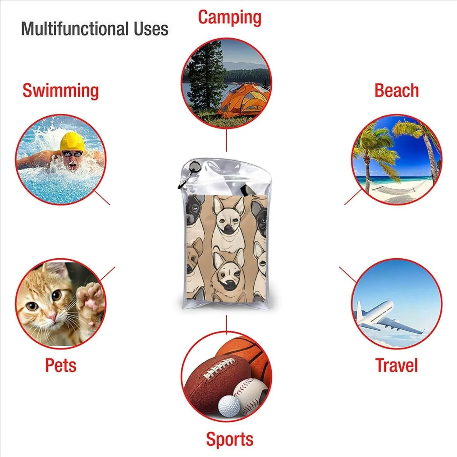 Labrador Retriever Dogs Premium Compact Microfiber Travel Towel-Featherlight & Quick Dry,Sand-Resistant Beach Towel for Swimming,Camping,Vacation Essentials with Carry Pouch
