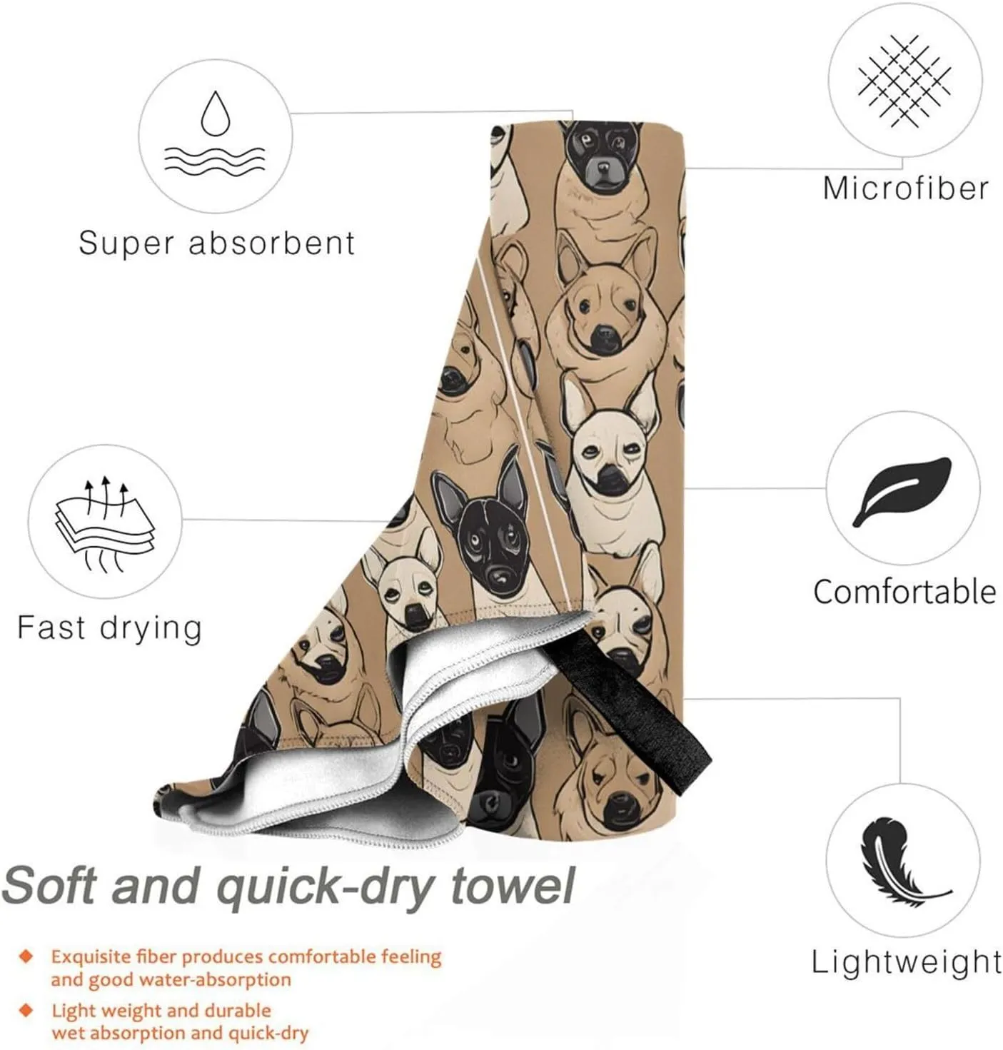 Labrador Retriever Dogs Premium Compact Microfiber Travel Towel-Featherlight & Quick Dry,Sand-Resistant Beach Towel for Swimming,Camping,Vacation Essentials with Carry Pouch