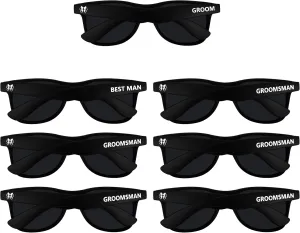 LADY&HOME Bachelor Party 7pcs Wedding Sunglasses for Groom, Best Man, Groomsmen Gifts Wedding Favor