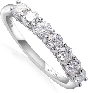 Ladylike Moissanite Wedding Band for Women 925 Sterling Silver Wedding Rings 0.7ct D Color VVS1 Lab Created Half Eternity Stackable Anniversary Rings for Her