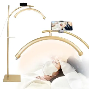 Lash Light Lamp for Eyelash Extensions LED Floor Half Moon Ring Lamp for Lash Extension Esthetician Light Tattoo, Nail Tech R Gold