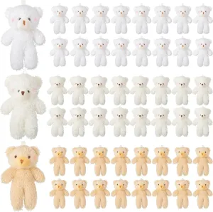 Leyndo 100 Pcs 4.7 Inch Mini Stuffed Bears Bulk Small Plush Toys Soft Tiny Bear Doll for DIY Keychain Baby Shower Birthday Wedding Party Favors Bag Charm Supplies