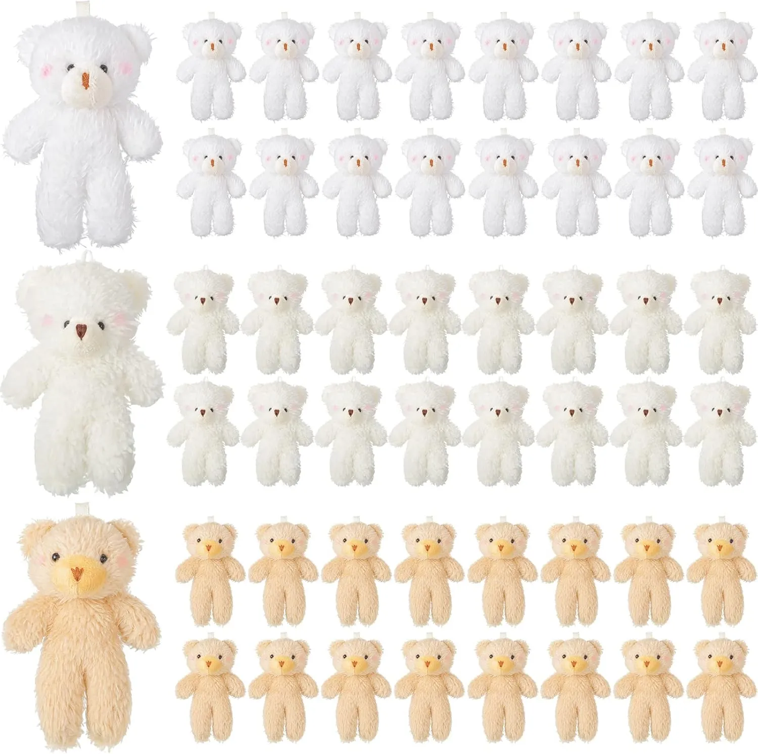 Leyndo 100 Pcs 4.7 Inch Mini Stuffed Bears Bulk Small Plush Toys Soft Tiny Bear Doll for DIY Keychain Baby Shower Birthday Wedding Party Favors Bag Charm Supplies