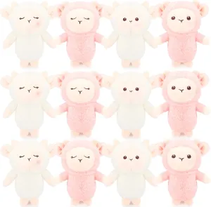 Libima 12 Pcs Mini Lamb Plush Keychain Bulk 4.7 Inch Sheep Stuffed Animal Soft Adorable Lambs for Birthday Baby Shower Graduation Party Favor Gifts Basket Stuffers(Simple Style)