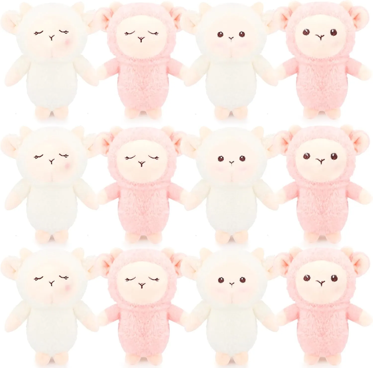 Libima 12 Pcs Mini Lamb Plush Keychain Bulk 4.7 Inch Sheep Stuffed Animal Soft Adorable Lambs for Birthday Baby Shower Graduation Party Favor Gifts Basket Stuffers(Simple Style)