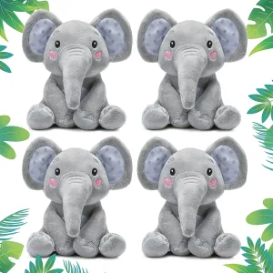 Libima 4 Pcs Small Elephant Stuffed Animals Bulk 6 Inch Cute Grey Elephant Plush Sets Soft Cuddly Stuffed Elephants for Boys Girls Baby Birthday Baby Shower Gender Reveal Party Supplies Decor