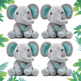 Libima 4 Pcs Small Elephant Stuffed Animals Bulk 6 Inch Cute Elephant Plush Sets Soft Cuddly Stuffed Animals for Boys Girls Baby Birthday Baby Shower Gender Reveal Party Supplies Decor(Green)