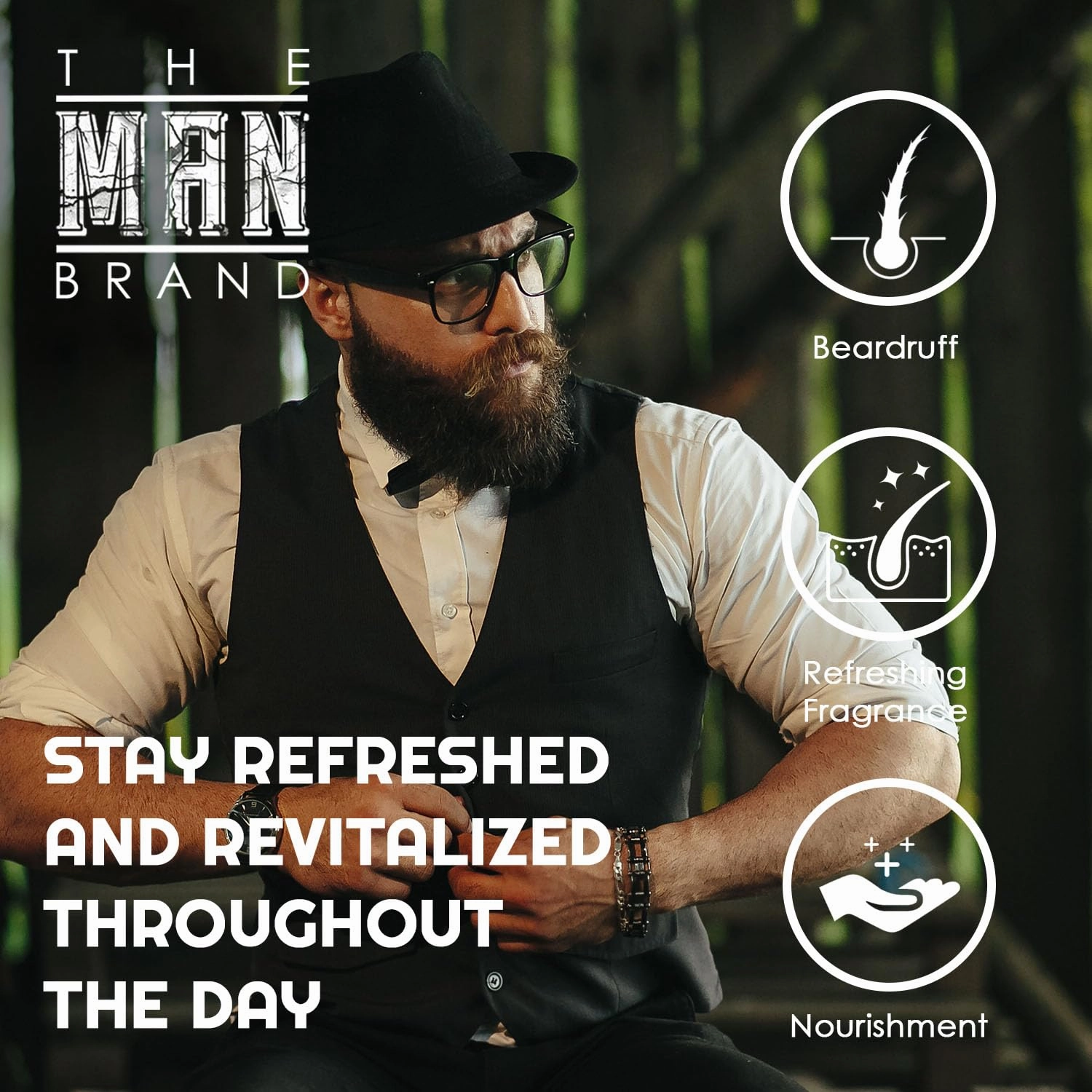 Life of the Party Beard Pack for Men by The Man Brand - Includes 8 oz Hemp Wash, 1 oz Beard Oil, 1 oz Beard Balm, 8 oz Beard Conditioner - Life of the Party Beard Grooming Kit