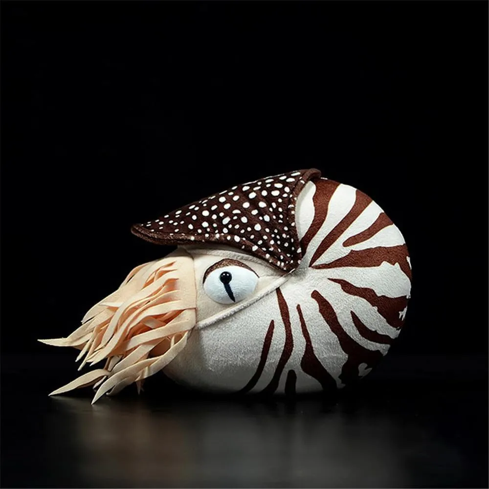 Lifelike Chambered Nautilus Plush Toy - Realistic Prehistoric Sea Creature Stuffed Animal for Marine Decor
