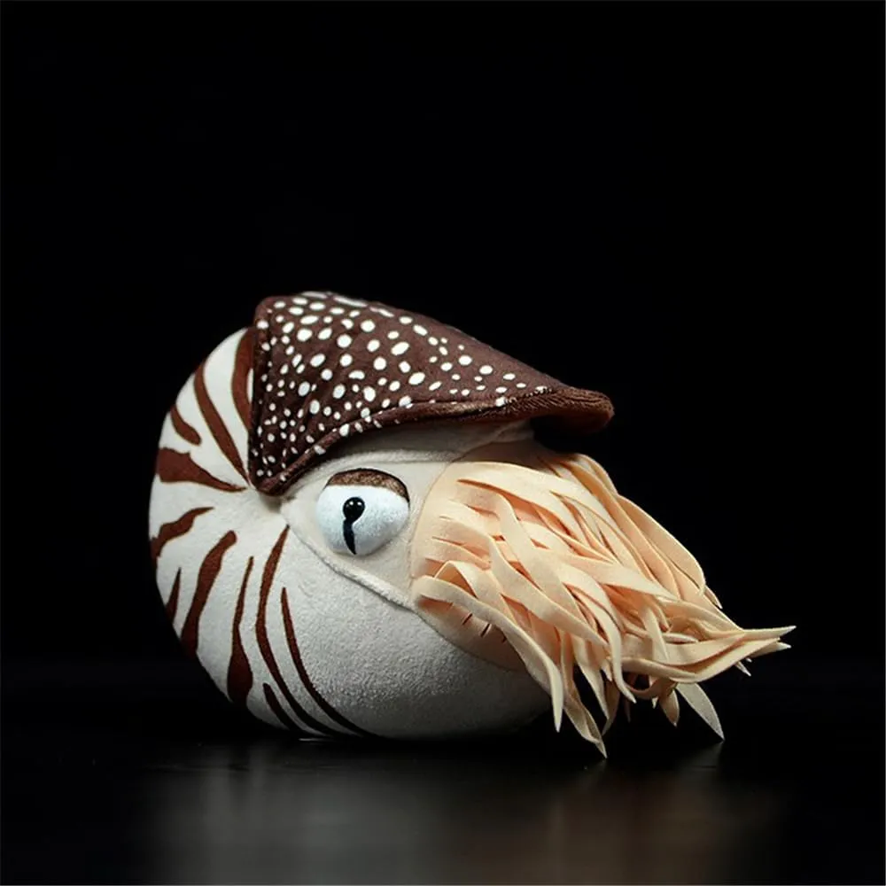 Lifelike Chambered Nautilus Plush Toy - Realistic Prehistoric Sea Creature Stuffed Animal for Marine Decor