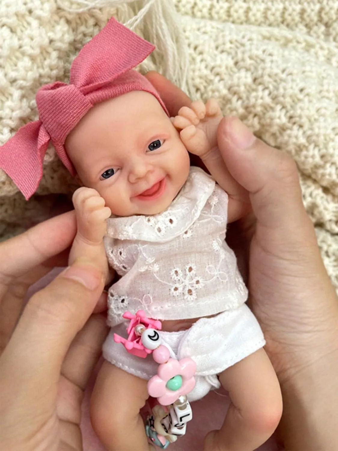 Lifelike Reborn Baby Doll - 7" Mini Full Platinum Silicone Realistic Newborn Baby Doll, Non-Vinyl Doll, Washable Reality Doll Baby with Feeding Kit & Gift Box-Girl