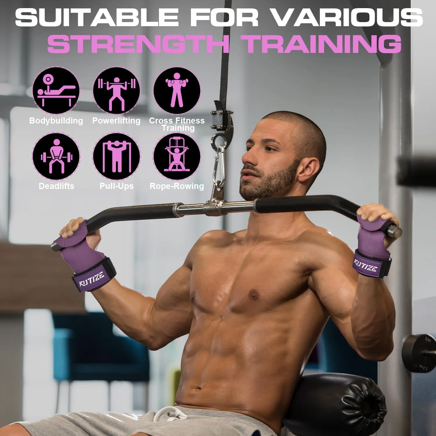 Lifting Straps, Weight Lifting Wrist Wraps for Weightlifting, Heavy Powerlifting, Deadlifts, Rows, Pull Ups, Adjustable Neoprene Padded Gym Workout Strength Training Wrist Hooks for Men/Women