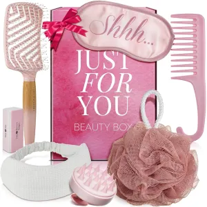 Lily England Beauty Gift Set for Women - Professional Hair Brush for Women for Detangling, Styling & Blow Drying for All Hair Types - Flexible with Open Vented Design, Gel Handle (Pink, Pack of 7)