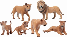 Lion Toy 6pcs Realistic Wild Animal Figures - Plastic Animal Learning Educational Bath Toys - Birthday Cupcake Topper Party Favors Gift for Kids Toddlers