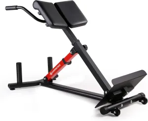LIONSCOOL Heavy-Duty Adjustable Roman Chair - Back Extension Bench with Multiple Adjustment Functions- Hyperextension Bench Perfect for Home Gym (RED, 45° Bench)