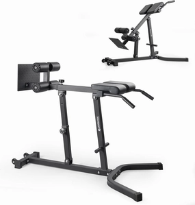 LIONSCOOL Heavy-Duty Adjustable Roman Chair - Back Extension Bench with Multiple Adjustment Functions- Hyperextension Bench Perfect for Home Gym (Black, 45°-180° Bench)