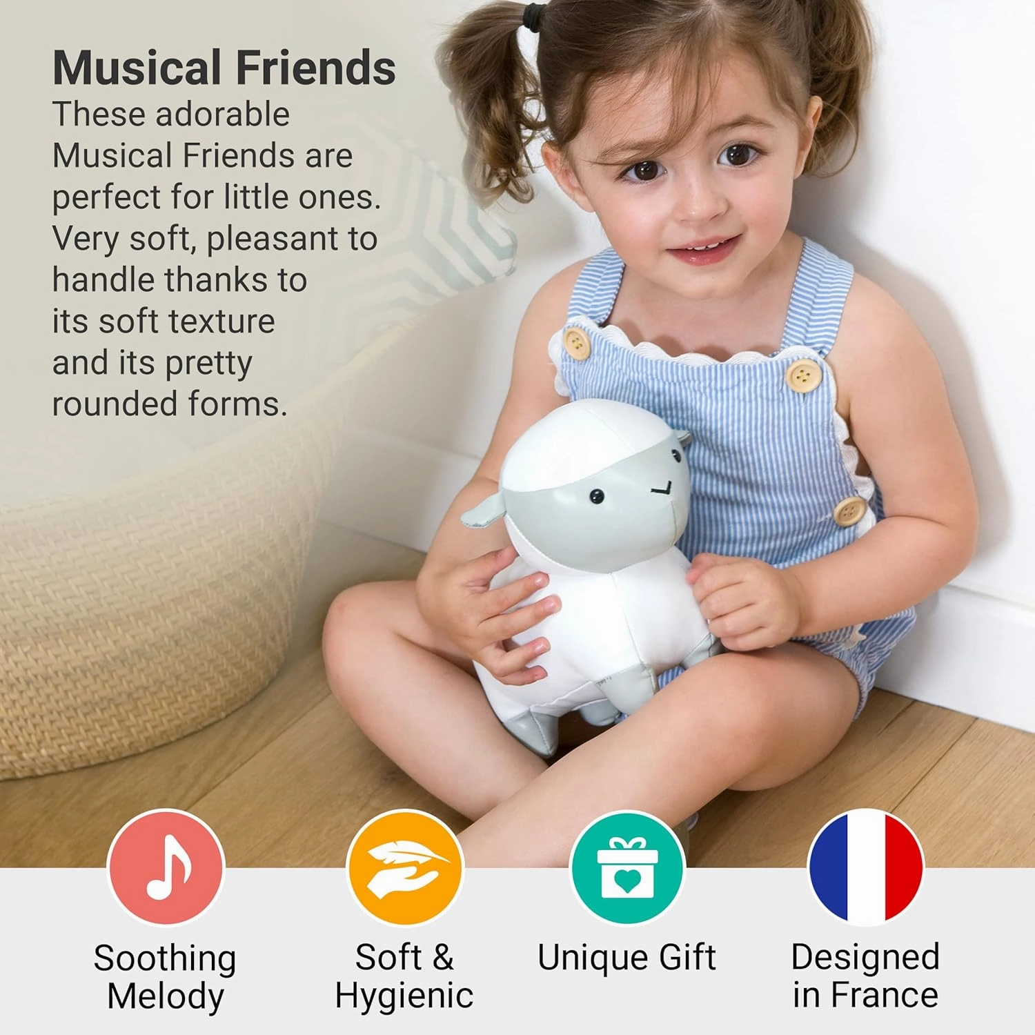 Little Big Friends Musical Friends | Pull String Cord Musical Toy for Baby | Special Stuffed Animal | Easy to Clean | Simon The Sheep
